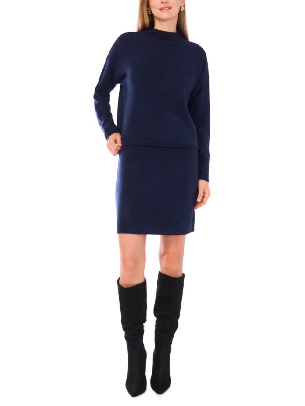 1.STATE Nordstrom Navy Blue Knit Sweater Mini Skirt NWT L - Picture 4 of 8